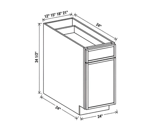 Slim Dove White Base Cabinet with Single Door & Drawer