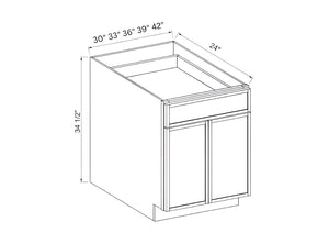 Slim Amber Oak Base Cabinet with Double Doors and Drawers
