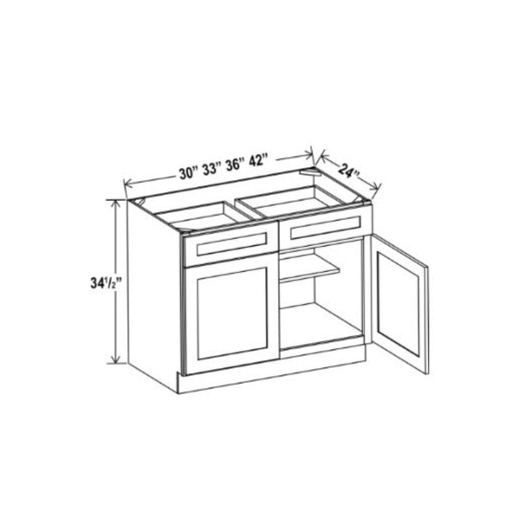 Grey Shaker Base Cabinet Double Doors and Drawers