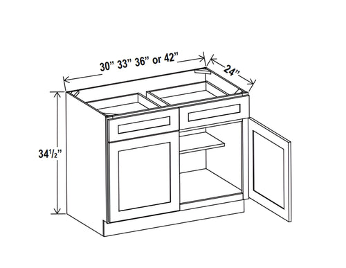 Shaker Espresso Base Cabinet with Double Doors and Drawers