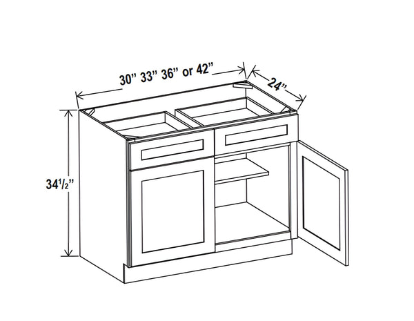 Aspen Charcoal Gray Base Cabinet with Double Doors and Drawers
