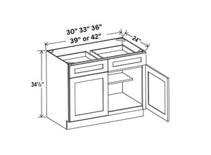 Sydney White Base Cabinet with Double Doors and Drawers