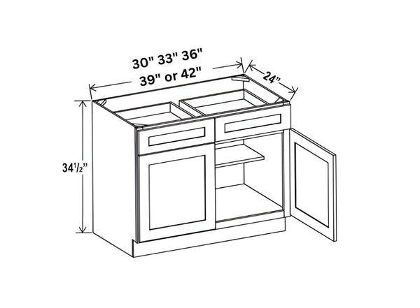 Sydney White Base Cabinet with Double Doors and Drawers