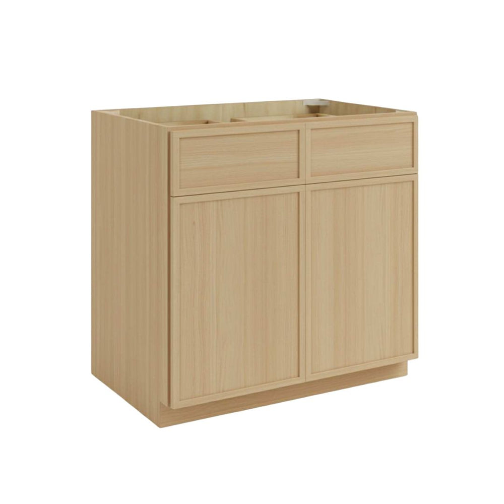 Slim Shaker Oak Base Cabinet Double Doors and Drawers