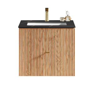 BARCELONA 24” NATURAL OAK BATHROOM VANITY ( WHITE/BLACK COUNTERTOP)