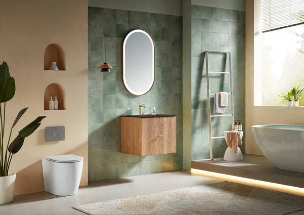 BARCELONA 24” NATURAL OAK BATHROOM VANITY ( WHITE/BLACK COUNTERTOP)
