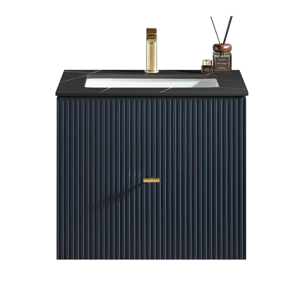 BARCELONA 24” DARK BLUE BATHROOM VANITY (WHITE/BLACK COUNTERTOP)