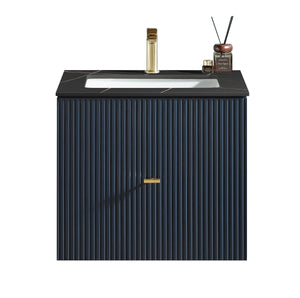 BARCELONA 24” DARK BLUE BATHROOM VANITY (WHITE/BLACK COUNTERTOP)
