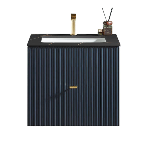 BARCELONA 24” DARK BLUE BATHROOM VANITY (WHITE/BLACK COUNTERTOP)
