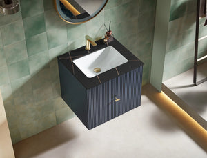 BARCELONA 24” DARK BLUE BATHROOM VANITY (WHITE/BLACK COUNTERTOP)
