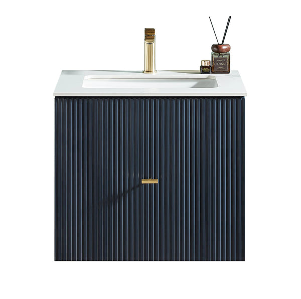 BARCELONA 24” DARK BLUE BATHROOM VANITY (WHITE/BLACK COUNTERTOP)