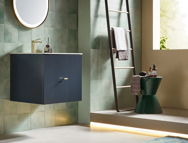 BARCELONA 24” DARK BLUE BATHROOM VANITY (WHITE/BLACK COUNTERTOP)