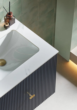 BARCELONA 24” DARK BLUE BATHROOM VANITY (WHITE/BLACK COUNTERTOP)
