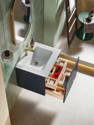 BARCELONA 24” DARK BLUE BATHROOM VANITY (WHITE/BLACK COUNTERTOP)