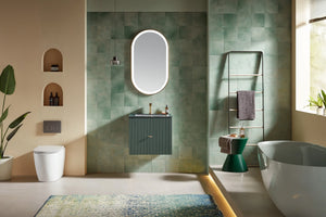 BARCELONA 24” FOREST GREEN BATHROOM VANITY ( WHITE/BLACK COUNTERTOP)