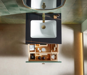 BARCELONA 24” FOREST GREEN BATHROOM VANITY ( WHITE/BLACK COUNTERTOP)