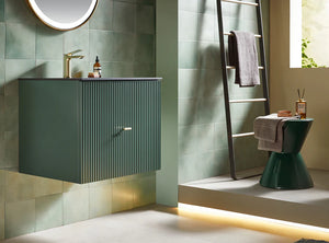 BARCELONA 24” FOREST GREEN BATHROOM VANITY ( WHITE/BLACK COUNTERTOP)