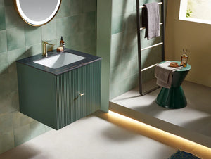 BARCELONA 24” FOREST GREEN BATHROOM VANITY ( WHITE/BLACK COUNTERTOP)