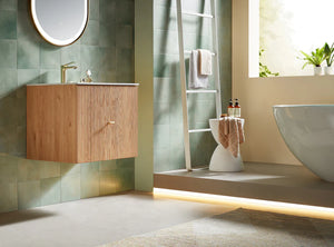 BARCELONA 24” NATURAL OAK BATHROOM VANITY ( WHITE/BLACK COUNTERTOP)