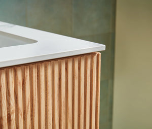 BARCELONA 24” NATURAL OAK BATHROOM VANITY ( WHITE/BLACK COUNTERTOP)