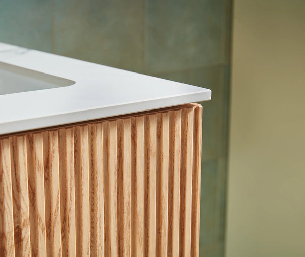 BARCELONA 24” NATURAL OAK BATHROOM VANITY ( WHITE/BLACK COUNTERTOP)