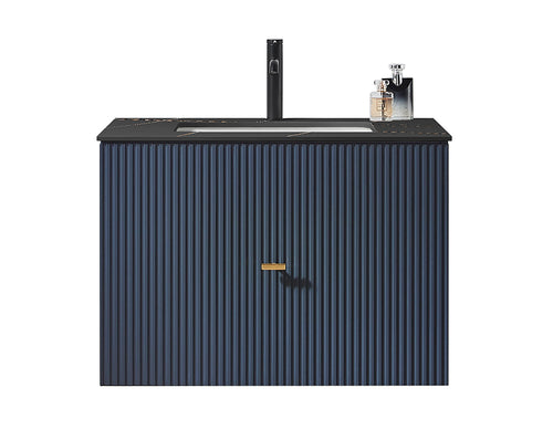 BARCELONA 30” DARK BLUE BATHROOM VANITY (BLACK/WHITE COUNTERTOP)