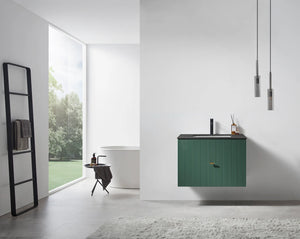 BARCELONA 30” FOREST GREEN BATHROOM VANITY (BLCK/WHITE COUNTERTOP)