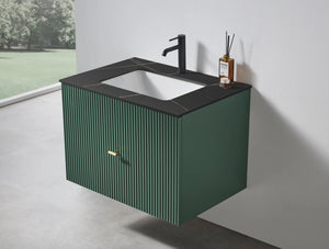 BARCELONA 30” FOREST GREEN BATHROOM VANITY (BLCK/WHITE COUNTERTOP)