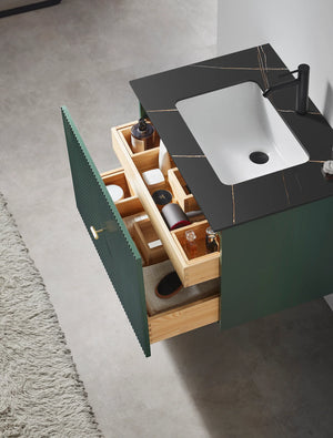 BARCELONA 30” FOREST GREEN BATHROOM VANITY (BLCK/WHITE COUNTERTOP)