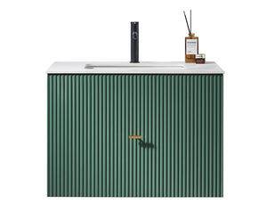 BARCELONA 30” FOREST GREEN BATHROOM VANITY (BLCK/WHITE COUNTERTOP)