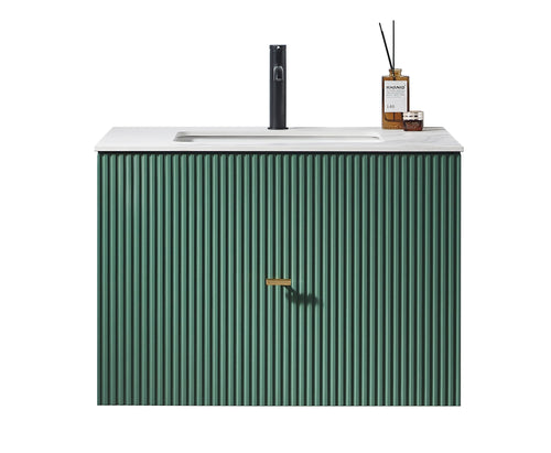 BARCELONA 30” FOREST GREEN BATHROOM VANITY (BLCK/WHITE COUNTERTOP)