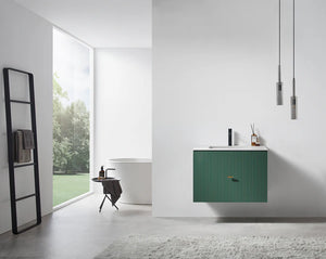BARCELONA 30” FOREST GREEN BATHROOM VANITY (BLCK/WHITE COUNTERTOP)
