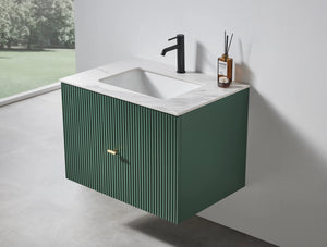 BARCELONA 30” FOREST GREEN BATHROOM VANITY (BLCK/WHITE COUNTERTOP)