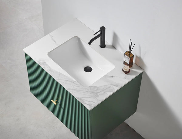 BARCELONA 30” FOREST GREEN BATHROOM VANITY (BLCK/WHITE COUNTERTOP)