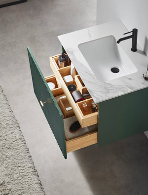 BARCELONA 30” FOREST GREEN BATHROOM VANITY (BLCK/WHITE COUNTERTOP)
