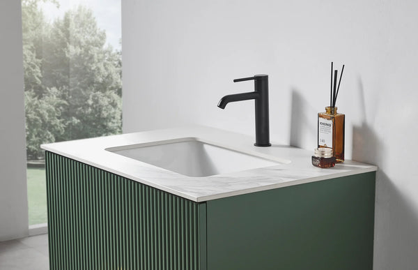 BARCELONA 30” FOREST GREEN BATHROOM VANITY (BLCK/WHITE COUNTERTOP)