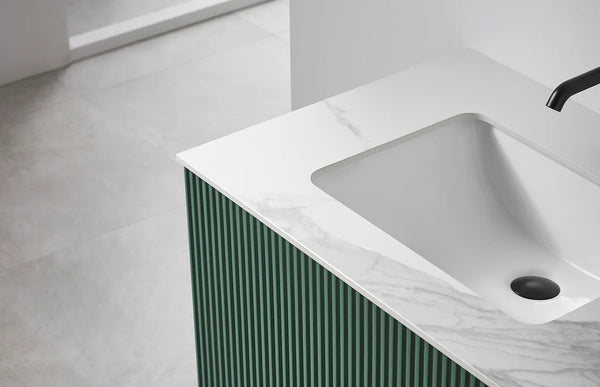 BARCELONA 30” FOREST GREEN BATHROOM VANITY (BLCK/WHITE COUNTERTOP)
