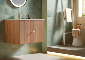 BARCELONA 30” NATURAL OAK BATHROOM VANITY ( WHITE/BLACK COUNTERTOP)