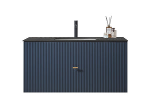 BARCELONA 42” DARK BLUE  BATHROOM VANITY (WHITE/BLACK COUNTERTOP)
