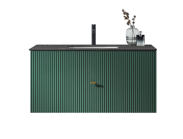 BARCELONA 60” FOREST GREEN BATHROOM VANITY (WHITE/BLACK COUNTERTOP)