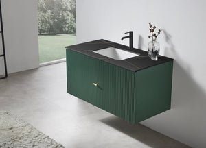 BARCELONA 60” FOREST GREEN BATHROOM VANITY (WHITE/BLACK COUNTERTOP)