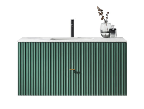BARCELONA 60” FOREST GREEN BATHROOM VANITY (WHITE/BLACK COUNTERTOP)