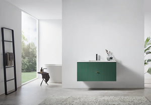 BARCELONA 42” FOREST GREEN BATHROOM VANITY (WHITE/BLACK COUNTERTOP)