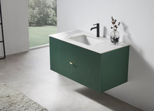 BARCELONA 60” FOREST GREEN BATHROOM VANITY (WHITE/BLACK COUNTERTOP)