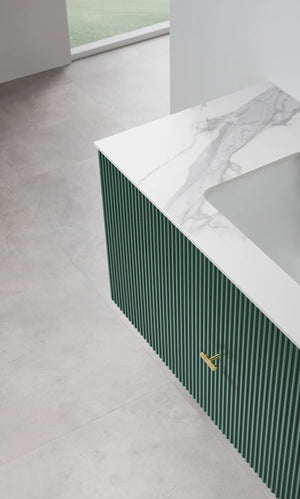 BARCELONA 42” FOREST GREEN BATHROOM VANITY (WHITE/BLACK COUNTERTOP)