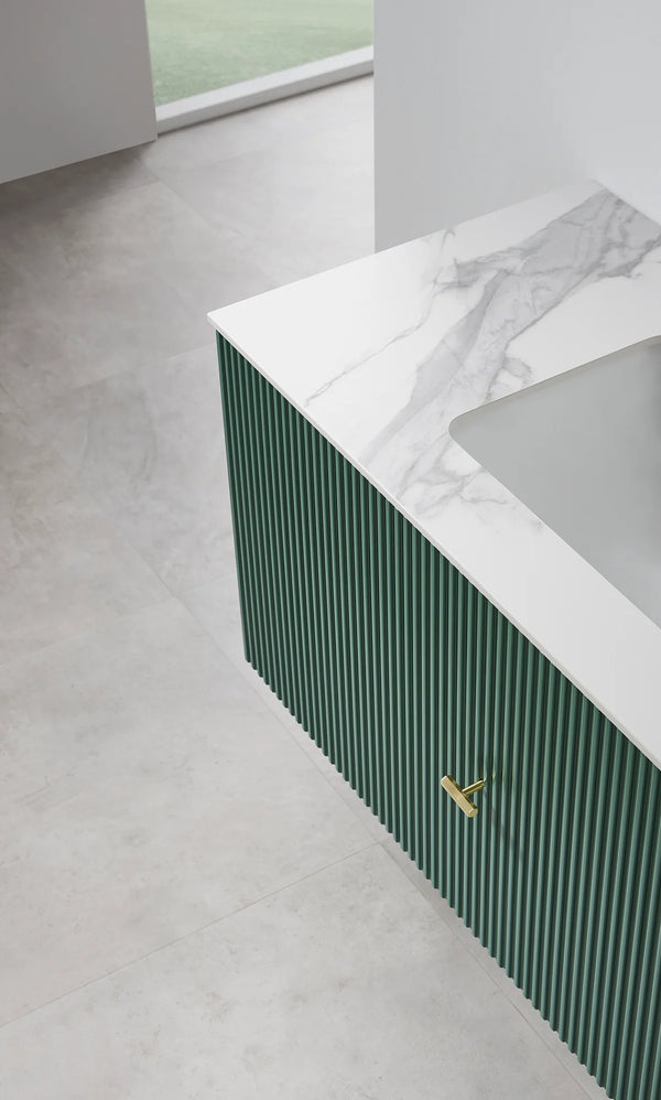 BARCELONA 60” FOREST GREEN BATHROOM VANITY (WHITE/BLACK COUNTERTOP)