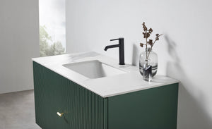 BARCELONA 42” FOREST GREEN BATHROOM VANITY (WHITE/BLACK COUNTERTOP)