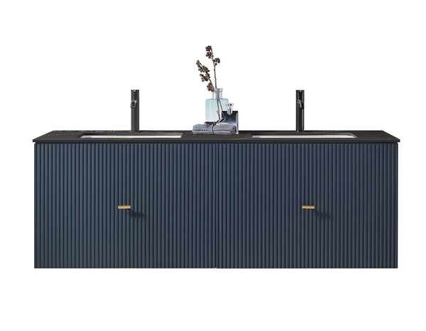 BARCELONA 60” DARK BLUE BATHROOM VANITY (WHITE/BLACK COUNTERTOP)
