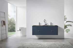 BARCELONA 60” DARK BLUE BATHROOM VANITY (WHITE/BLACK COUNTERTOP)