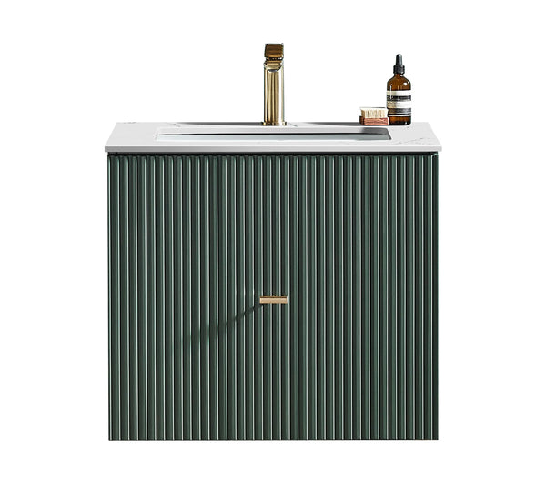 BARCELONA 24” FOREST GREEN BATHROOM VANITY ( WHITE/BLACK COUNTERTOP)